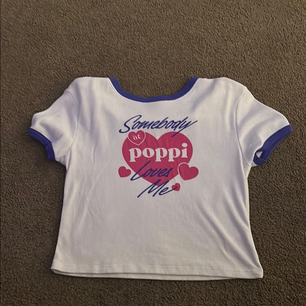 pop White and Blue Short Sleeve Tee